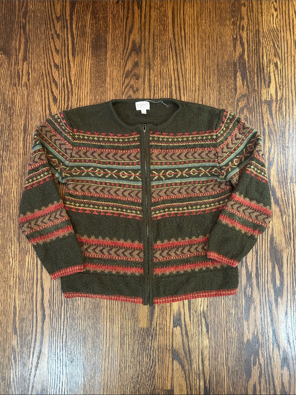 Vintage 90s Zip Up Knit Cardigan Sweater